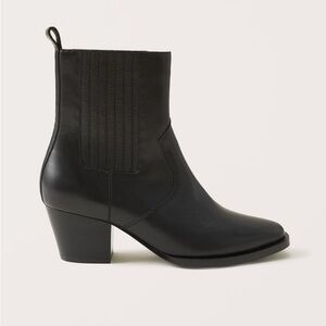 A&F Margaux Leather Western Ankle Boots Black